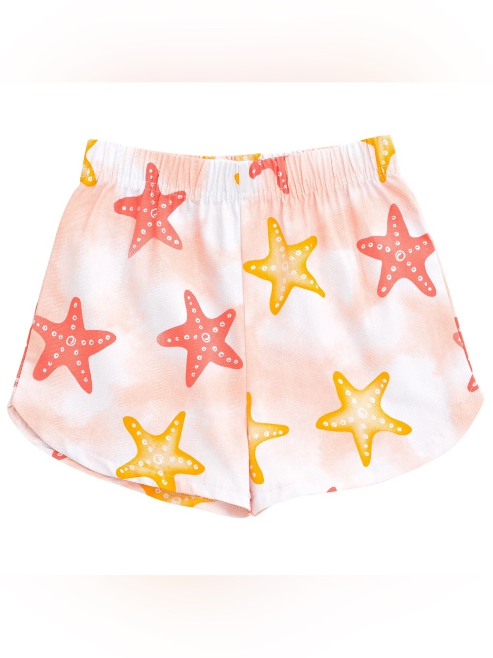 Disney Princess Ariel The Little Mermaid Girls Sz 4 Shorts White Orange Starfish